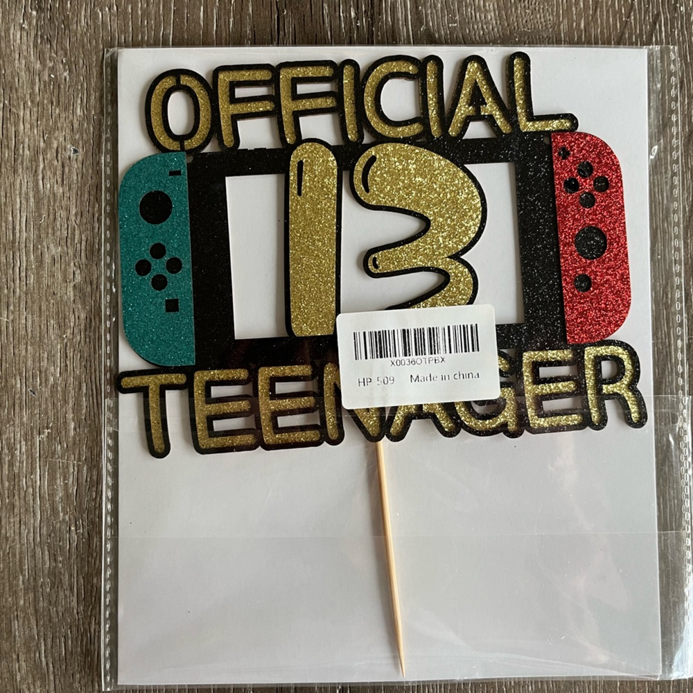 Cake topper, official teenager 13, switch